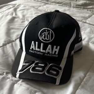 seen on ASAP Rocky 786 Allah Factory Racing Cap Black and White New